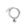 Bangle Hip Hop Fashion Double Butterfly Bracelet For Women Wheat Ear Handmade Chain Titanium Steel Design Jewelry Gift