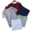 Ny solid färg T-shirt Mens Mode Polyester V-Neck T-shirts Sommar Kortärmad Tee Boy Skate T-shirt Toppar Plus Size 210408
