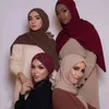 Wholale alta qualidade cor lisa bolha chiffon hijab lenço feminino muçulmano