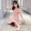 子供たちのドレスの女の子チェリーパーティーフリル子供夏服6 8 10 12 14 210528