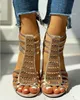 Kvinna Sandaler Skor Sandalias Mujer 2021 Summer Style Wedges Pumps Höga klackar Slip On Bling Mode Gladiator Kvinnor