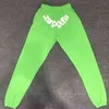 Wysokiej jakości Green Spider Web Pattern 555555 Spodnie dresowe Mężczyźni Sp5der Spodnie Joggers Moda Dorywczo Kobiety Spodnie sznurkowe