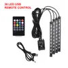 LED RGB-atmosfeer Strip Light 24/36/48 LED-draadloze afstandsbediening Voetlampen Auto Decoratieve Sfeer Lights Car Strips Lamp