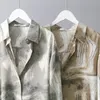 Chemises de mode Vintage Blouses à manches longues Encre Imprimer Femmes Chemise de protection solaire Automne Polo Col Lâche Blusas 11309 210417