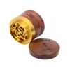 Rose Wooden Smoking Grinders 60MM 4 Piece With CNC Aluminum Teeth Handmade Metal Tobacco Wood Grinder Suit Silicone Smoke Pipes Accessories