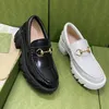 womens Casual shoes fashion black Soft cowhide women Trainers 100% leather Metal buckle Loafers Thick bottom shoe designer platform lady