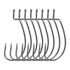 Fiskehakar 8st / påse 3/0 # 4/0 # Crank Hook Tip Sharp High Carbon Steel Singel för Soft Bait Black Nickle Barbed