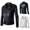 Chaquetas de los hombres Chaqueta de cuero de los hombres Hombres Moda Motocicleta PU Bolsillo Abrigo Forrado Slim Street Biker Cremallera