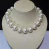 Tremendous Big Sweater chain Golden White 14MM AAA ROUND SOUTH SEA GENUINE PEARL NECKLACE round jewelry women Wonderful