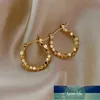 Ny koreansk stil metall boll hoop örhängen vintage guld färg ihålig ut uttalande örhängen för kvinnor mode party smycken fabrik pris expert design kvalitet