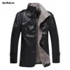 Зимние мужские кожаные куртки 5XL 6XL воротник стойки длинные пальто мужчины ветровка флис из искусственной кожи мужской куртку JK18027 210518