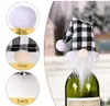 Christmas Gnome Wine Bottle Cover Handmade Buffalo Plaid Champagne Toppers Santa Hat Hanging Decoration SN5929