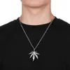 Fashion Maple Leaf Necklace Titanium Steel Pendant Glittery Charm Chain Gift Hip Hop Jewelry Accessories