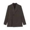 IEFB Männer Kleidung Zurück Button Vent Blazer Frühling Koreanische Lose Vintage Gitter Design Einreiher Casual Anzug Mantel 210524