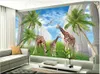 Aangepaste foto behang 3d muurschildering wallpapers mooie cartoon herten moderne cilindrische ruimte woonkamer tv achtergrond muur papers woondecoratie