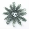 100pcs artificiella växter plast tall nål snöflinga julkransmaterial bröllop dekorativa blommor kransar hem inredning 211104