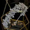 Wysokiej jakości kryształowy panna młoda pałąk pasmo 100% cyrkonia kobiece biżuteria wesele akcesoria do włosów Tiara Crown