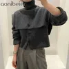 Winter Women Casual Turtle Neck Loose Soft Minimalist Long Sleeve Pullover Knitting Sweater Solid Color Shawl Clothing 210604