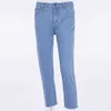 Sexy back zipper luz azul jeans jeans outono inverno mulheres cintura alta cintura magrinha calça feminina streetwear calças 210708