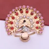 Diamond Ring Buckle Phone Holder Luxury Peacock Open Screen Bling Metal Stand For All Smartphone Support Anti-Fall