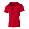 Мужская футболка, летние индивидуальные футболки с капюшоном, шнуровка, футболка с коротким рукавом, Homme, приталенная спортивная одежда, мужская футболка MY104