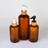 Förvaringsflaskor burkar tomma 120 ml 250 ml 500 ml lotion pump flaskor husdjur frostat ljus bärnstens kosmetisk påfyllningsbar schampo duschgel 266f