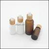 Şişe Paketleme Buzlu Amber Beyaz Cam Damla Şişe 15ml 30ml 50ml Bambu Kapak 1oz Ahşap Esansiyel Yağ