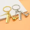 10Pieces/Lot Essential Hair Dryer Scissors Comb Keychain Haircut Tools Hair Blowing Salon Hairdresser Key Chains Stylist Keyring Gift
