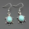 Tortue pour femmes tibétain argent turquoise Bracelet boucles d'oreilles collier ensemble DMTQS031 cadeau de mode style national femmes ensembles de bijoux à bricoler soi-même