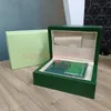 Hjd 2022 Lyx Grön R lådor O Herr För Original L Inner E Yttre X Damklockor Lådor Herr Armbandsur Presentkort Broschyr Tygväska designer Watch Box