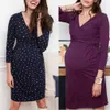 TELOTUNY Women High-Low Surplice Wrap with Waist Belt Maternity Dress Adjustable V Neck Nursing Dress Breastfeeding Pregnant Q0713