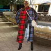 Fall Winter Women Oversized Coat Long Checked Casual Fashion Chic Jackets windbreaker Outfits 210525