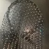 Sexy Czarny Luksusowy Kryształ Mesh Włosy Zespół Głowy Hoop Headband Pokrywa Twarz Veil Headpiece Biżuteria Ślubna Dla Kobiet 210707