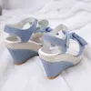 2020 New Designer Denim Sandals Women Sandals High Quality Wedges High Heels Peep-Toe Platform Shoes Woman Thick Bottom Sandals Y0608