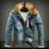 Chaquetas para hombres Hombres Invierno Jean Ropa exterior Cuello de lujo de lujo Cuello Denim Abrigos de lana de gran tamaño más gruesa 6XL