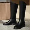 Meotina Stivali da equitazione Donna Tacco medio Stivali alti al ginocchio Cerniera Punta quadrata Stivali lunghi Fibbia Tacco spesso Scarpe femminili Autunno Inverno 40 210608