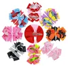 Filles arc de cheveux clips de cheveux coloré ruban gros bow barrettes vague point d'onde imprimé rouge vert orange coiffure