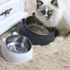 Cute Cat and Dog Bowl, aby chronić kręgosłupa szyjki macicy 15 stopni ukośne usta pet ze stali nierdzewnej miski do kotów Eatingbowl Wll-928