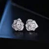 Elegant Flower Lab Diamond Stud Earring Real 925 Sterling Silver Jewelry 24K Gold Party Wedding Earbrings For Women Bridal276V