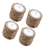 Candle Holders 4pcs Wooden Candlestick Pine Stump Holder Creative Tea Light Succulent Planter Craft Ornament