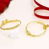 Mxgxfam Bell Bangles and Bracelets for Boys Girls Baby Gifts adjusted Fashion Jewelry 24 k Pure Gold Color Q0719321S