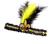 Fascia per capelli con piume Mardi Gras Paillettes Glitter Hairband Accessori per capelli per donne adulte Uomini bambini