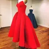 Sweetheart Bright Red Hi Lo Prom Dresses Plus Size Satin Back Zipper Ruffles Gorgeous Sexy Girl Party Evening Gowns High Low Affordable GH W W