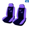 Capas de assento de carro 4/9 pcs / conjunto de tampa de tampa Universal Automóveis Interior apartamento de bordado estilo rosa roxo