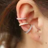 925 Sterling Silver Earrings Ear Cuff Clip On Round Cz Circle Stack 3 Colors No Piercing Women Earring Accessories