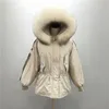 Grande parka à fourrure de raton laveur réelle manteaux entiers pour les vestes d'hiver des femmes veste à capuche chaude femelle blanche canard moyen moyen long loos9655483