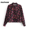 Primavera otoño blusa con estampado floral Tops manga larga Oficina camisa femenina Turn Down Collar Boho blusas Ropa De Mujer 210413