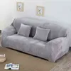 Plysch grå soffa täcker för vardagsrum sträcka elastiska tjocka slipcover husdjurstolshanddukshanddukmöbler protektor 1pc 211116