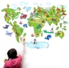 Europe Style Creative Cartoon World Map DIY Removable Wall Stickers Kids Room Nursery Living Room Home Decor Wall Decal ABC1001 210420