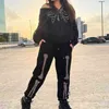 Waatfaak streetwear strass hoodie skeleton grunge goth hoodie preto hippie zip up superdimensed hoodies outono inverno escuro goth y1118